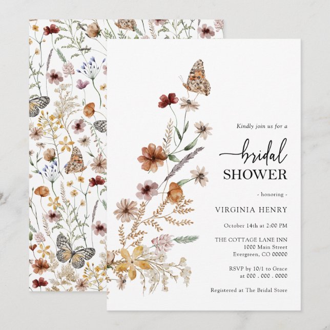 Boho Bridal Shower Invitation (Front/Back)
