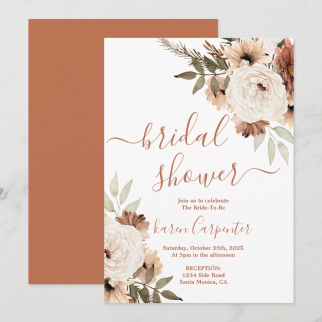 Boho Bridal Shower Invitation (Front/Back)