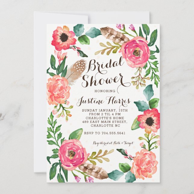 Boho Bridal Shower Invitation (Front)