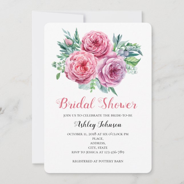 Boho bridal shower invitation. Floral bohemian Invitation (Front)