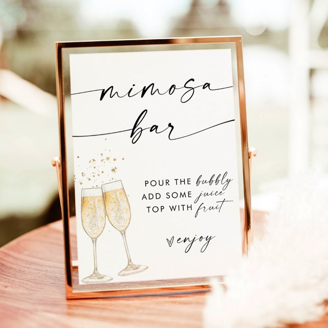 Boho Bridal Shower Mimosa Bar Sign | Bubbly Bar Invitation (Creator Uploaded)