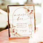 Boho Bridal Shower Mimosa Bar Sign | Pampas Grass<br><div class="desc">This Mimosa Bar Sign features hand-painted pampas grass and florals- perfect to display at your shower or event's bubbly station! Text and arch colours are fully editable —> click the "Customise Further" button to edit!</div>