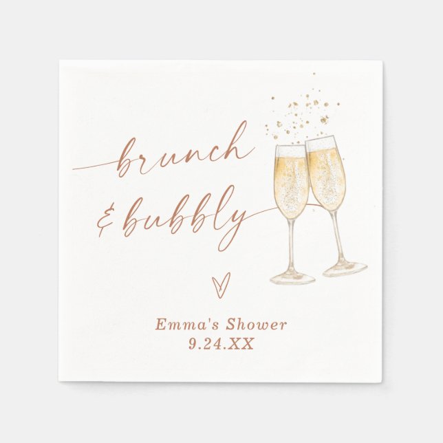 Boho Bridal Shower Napkins | Brunch & Bubbly (Front)