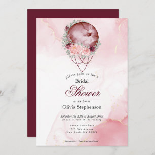 Boho Bridal Shower Pink Maroon Full Moon Invitation
