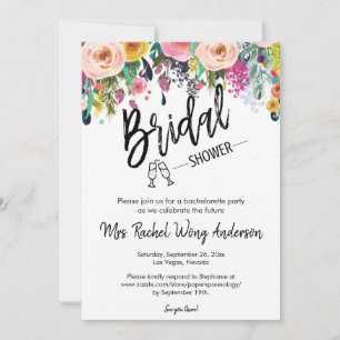 Boho Bridal Shower QR Code RSVP Details  Invitation