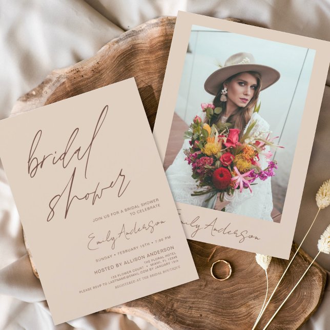 Boho Bridal Shower Script Minimalist Terracotta Invitation (Creator Uploaded)