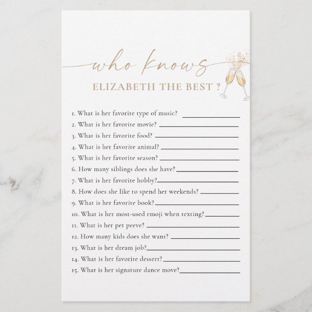 Boho Bridal Shower Shoe Game Card (Front)