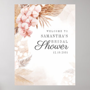 Boho Bridal Shower Terracotta Pampas Grass Welcome Poster
