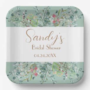 Boho Bridal Shower Wildflower Floral Paper Plate