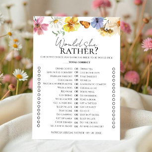Boho Bridal Shower Would She Rather Game card