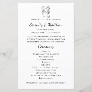 Boho Bride Groom Black White Wedding Program