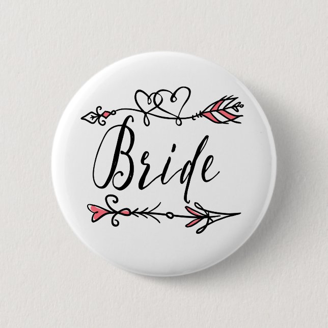 Boho Bride Leader of the Bride Tribe Arrow 6 Cm Round Badge (Front)