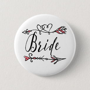 Boho Bride Leader of the Bride Tribe Arrow 6 Cm Round Badge