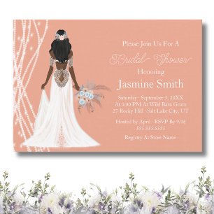 Boho Bride With Pearls And Flowers Bridal Shower Invitation