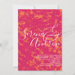 Boho Bright Abstract Artsy Pink Orange Modern Invitation
