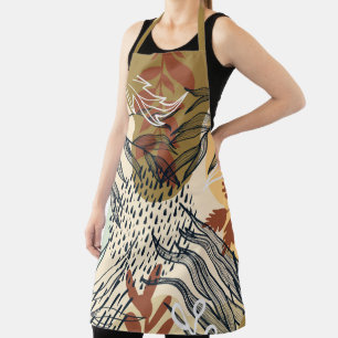 Boho Brown and Cream Leaves Apron