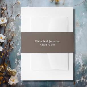 Boho Brown and Cream Wedding Invitation Belly Band