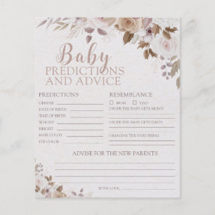 Boho Brown Beige Baby Predictions and Advice Cards