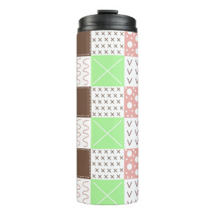 Boho Brown, Burgundy, Green and Mauve Whimsical Thermal Tumbler