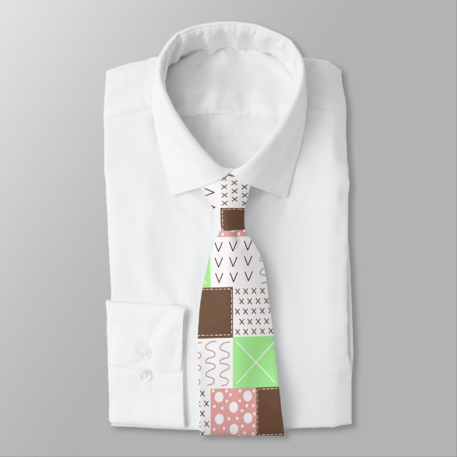 Boho Brown, Burgundy, Green and Mauve Whimsical   Tie (Tied)