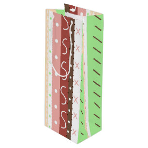 Boho Brown, Burgundy, Green and Mauve Whimsical  Wine Gift Bag