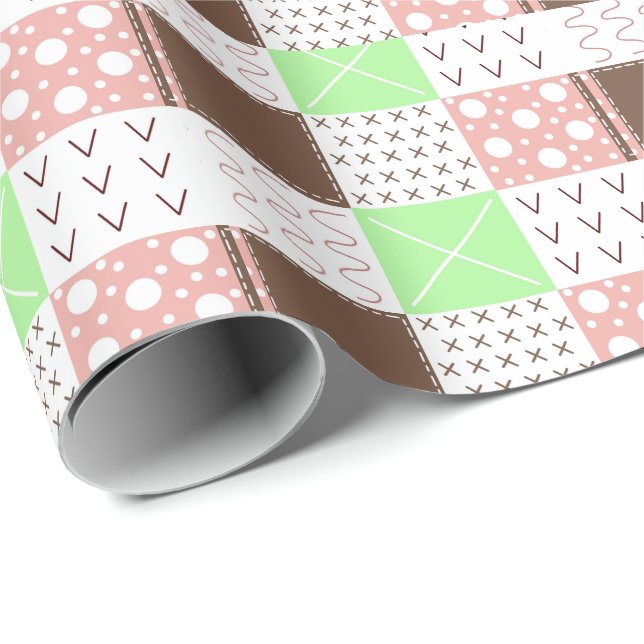 Boho Brown, Burgundy, Green and Mauve Whimsical   Wrapping Paper (Roll Corner)