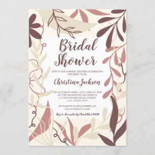 Boho brown chocolate floral fall bridal shower invitation
