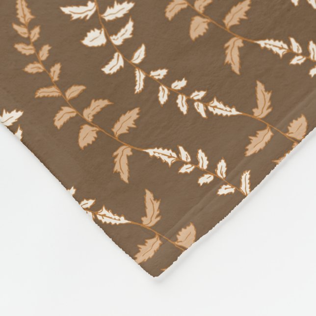 Boho Brown Fern Strings - seamless pattern. Fleece Blanket (Corner)