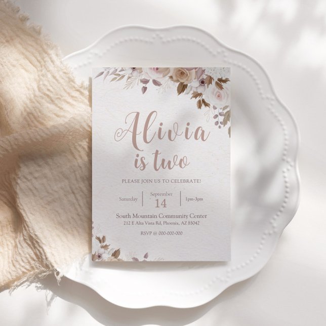 Boho Brown Floral Birthday Invitation (Creator Uploaded)