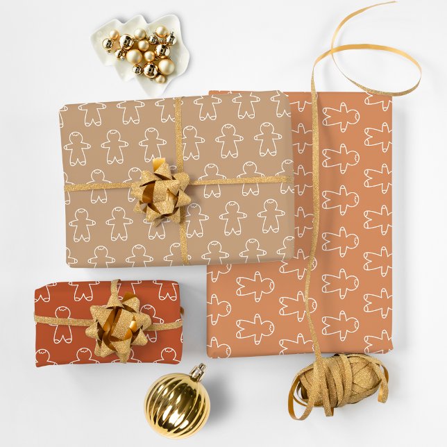 Boho Brown Gingerbread Men  Wrapping Paper Sheet (Boho Brown Gingerbread Men Wrapping Paper Sheets)