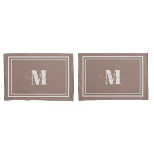 Boho Brown Named Pillow Case Color 9C7F74