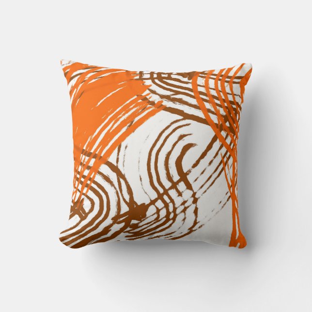 Boho Brown, Orange Abstract Design Cushion (Front)