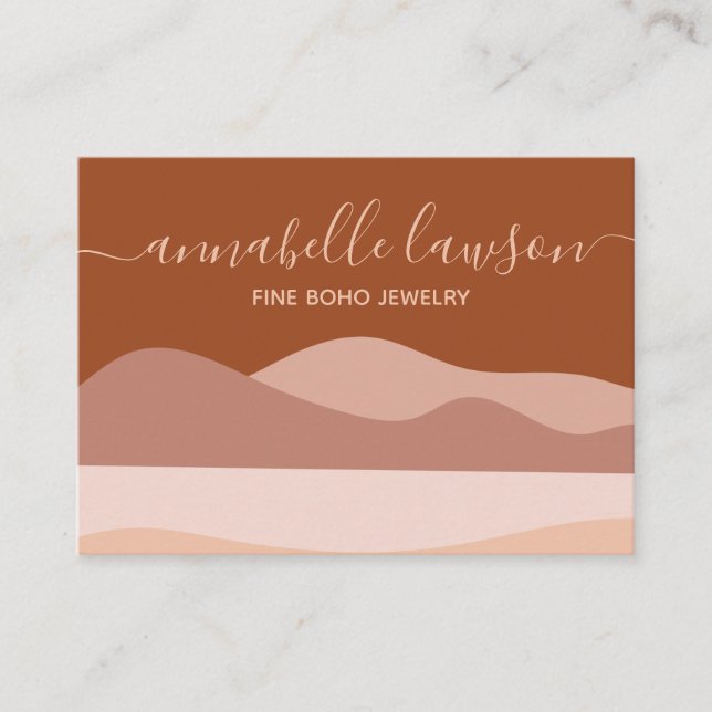 Boho Brown Terracotta Abstract Bohemian Beige Business Card (Front)