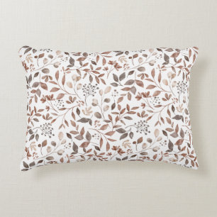 Boho Brown Terracotta Botanical Leaves Decorative Cushion