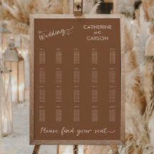 Boho Brown Terracotta Script Wedding Seating Chart