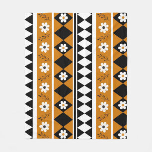 Boho Brown Tropical Floral Botanical Spring Summer Fleece Blanket