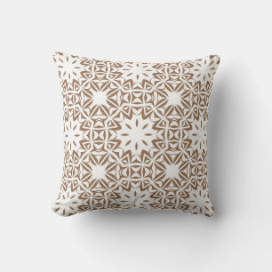 Boho Brown White Pattern   Cushion