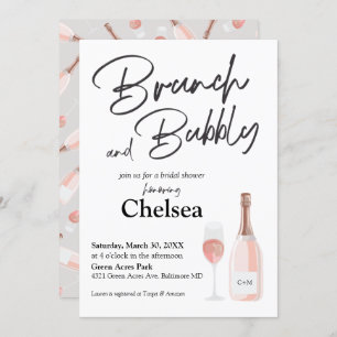 Boho Brunch And Bubbly Bridal Shower Invitation