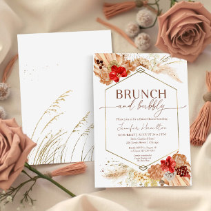 Boho Brunch and Bubbly Terracotta Bridal Shower Invitation
