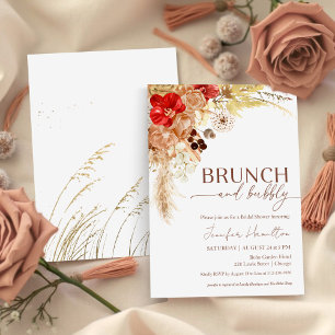 Boho Brunch and Bubbly Terracotta Bridal Shower Invitation
