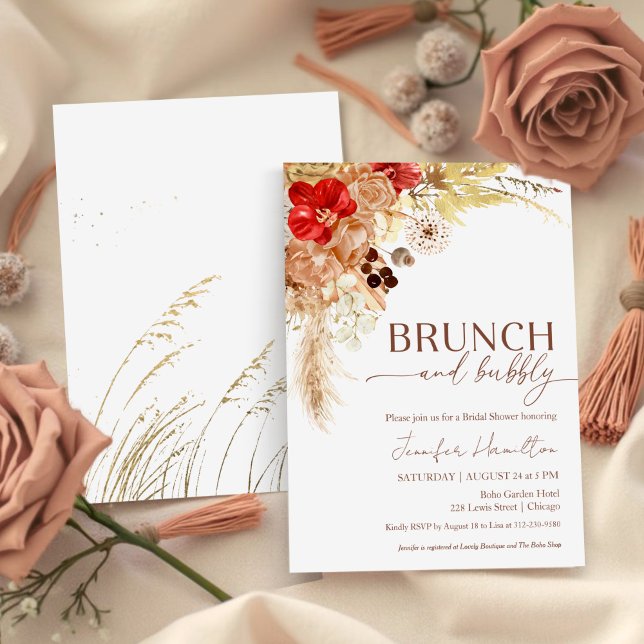 Boho Brunch and Bubbly | Terracotta Bridal Shower Invitation (Creator Uploaded)