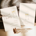 Boho Brunch & Bubbly Bridal Shower Invitation<br><div class="desc">This lovely Bridal Shower Brunch   Bubbly Invitation features hand-painted watercolor champagne flutes and is perfect to set the tone for your bohemian styled shower! Easily edit most wording to match your event! Most text and all text colours are fully editable —> click the "Customise Further" button to edit!</div>