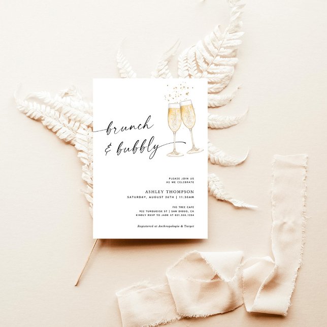 Boho Brunch & Bubbly Bridal Shower Invitation (Creator Uploaded)
