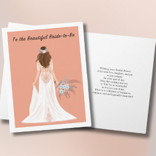 Boho Brunette Bride Bridal Shower Congratulations Card