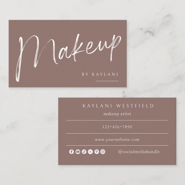 Boho Brushed Makeup Business Card Beauty Artist (Front/Back)