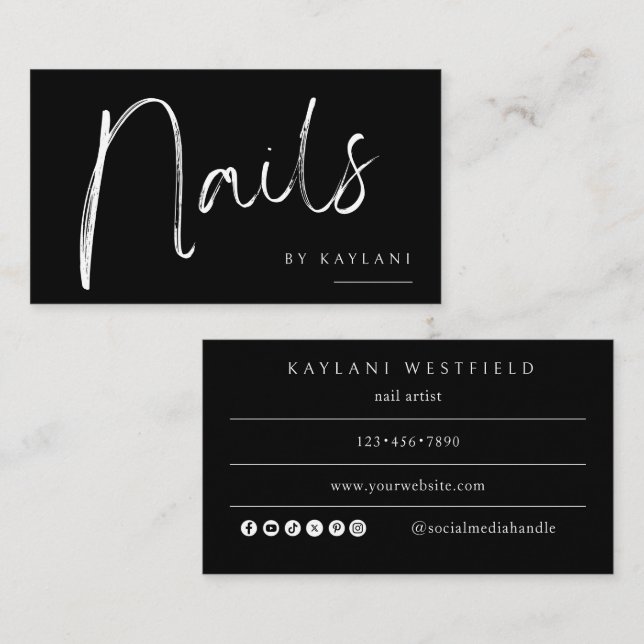 Boho Brushed Nails Business Card Nail Artist (Front/Back)