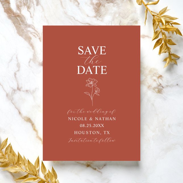 Boho Budget Terracotta Rust Flower Wedding | DIY S Save The Date (Boho Budget Terracotta Rust Flower Wedding | DIY S Save The Date)