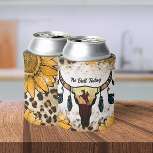 Boho Buffalo Skull Sunflower Leopard sublimation Can Cooler