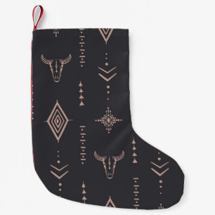 Boho bull skull, ethnic seamless. small christmas stocking
