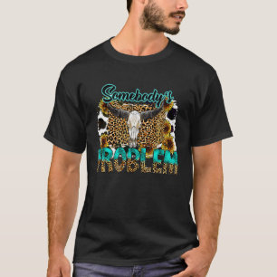 Boho Bull Skull Leopard Somebody's Problem Western T-Shirt